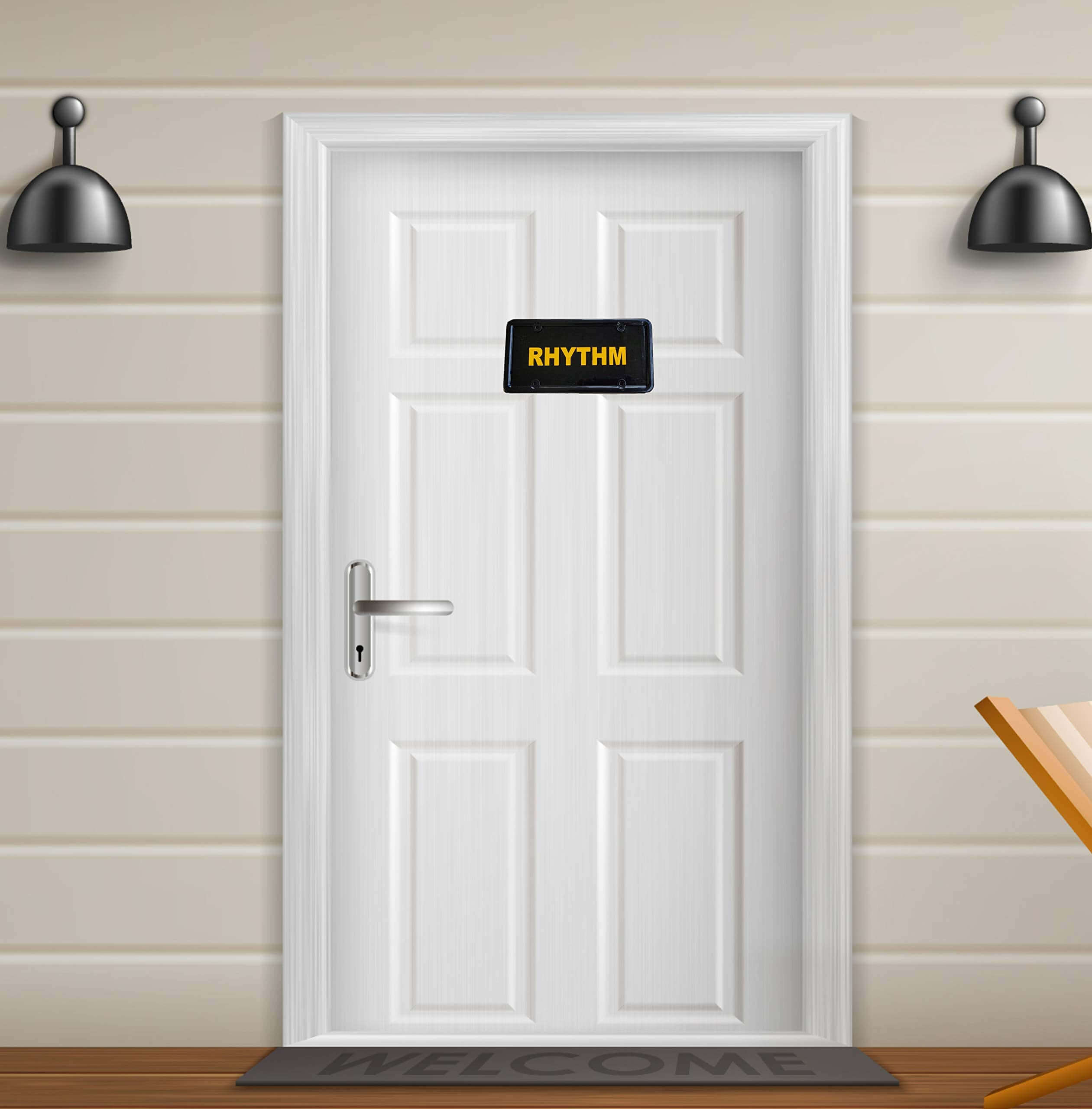 Upscale Modern Home Door Name Plate with Black Acrylic Background Size 12"x6" - Black (Name Stickers not Included)