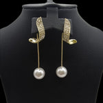 Upscale Ladies Beautiful Tassle Drop Earrings,Rhinestone studded Luxury Earrings,Elegant Imitation Pearl Fashion Jewelry, Gift for Women and Girls - White Kiddale123