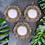 Upscale Wall Mounted Decorative Glass Mirrors for Living Room, Home Decor & Bedroom, Round Hanging Wall Decor Accessories (Gold, 10 inch) -Set of 3, Framed Kiddale123