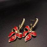 Upscale Ladies Beautiful Bow Shaped Drop Earrings Red