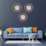 Upscale Wall Mounted Decorative Glass Mirrors for Living Room, Home Decor & Bedroom, Round Hanging Wall Decor Accessories (Gold, 10 inch) -Set of 3, Framed