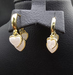 Upscale Ladies Beautiful Heart Shaped Drop Earrings, 3 heart bunch Luxury Earrings,Fashion Jewellery,Gold Plated,Gift for Women and Girls with Gift box - Off White Kiddale123