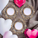 Upscale Wall Mounted Decorative Glass Mirrors for Living Room, Home Decor & Bedroom, Round Hanging Wall Decor Accessories (Gold, 10 inch) -Set of 3, Framed