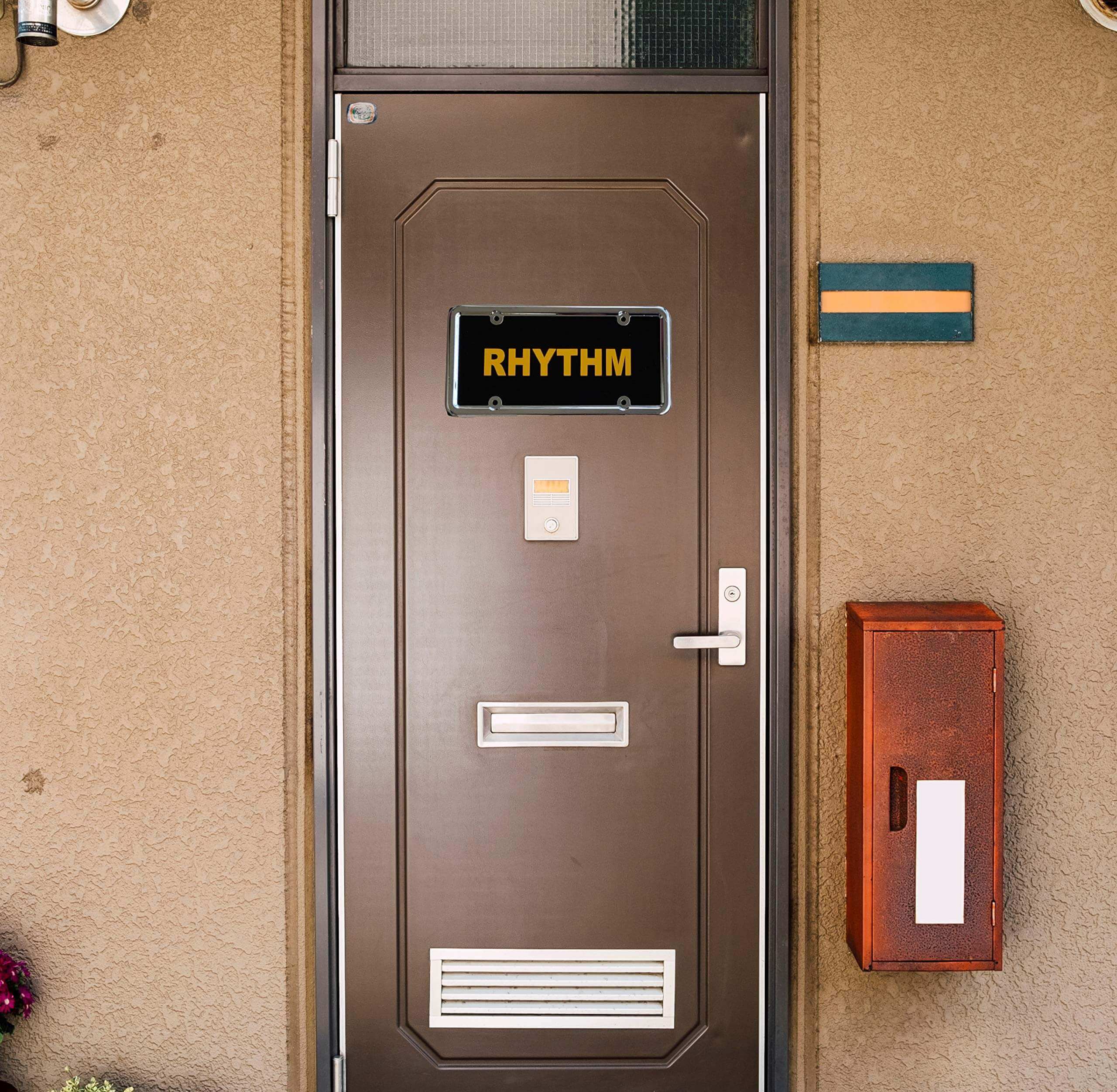 Upscale Modern Home Door Name Plate with Steel Finish Frame and Black Acrylic Background Size 12"x6" - Silver (Name Stickers not Included)