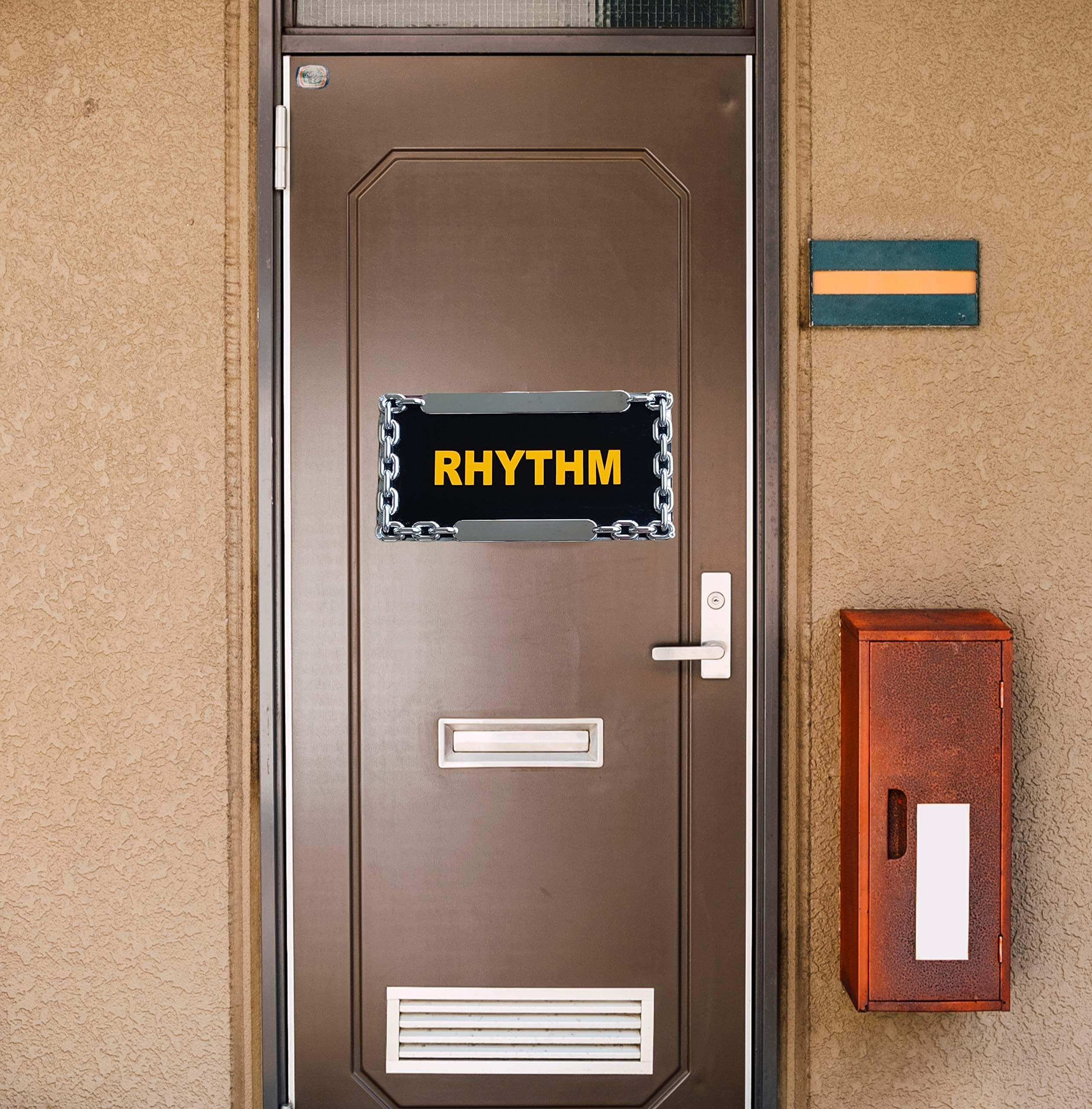 Upscale Modern Home Door Name Plate with Black Acrylic Background Chain Style Metal Chrome Finish Size 12"x6" - Silver (Name Stickers not Included)