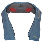 Upscale Deep Kneading Shiastu, Neck and Shoulder Electric Body Massager with Infrared Heat, 6 control keys,2 massage directions and auto shut off feature, includes power and car adapter - Blue