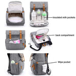 Kiddale Baby Diaper Bag(backpack) for Mothers- Multifunctional, External Mobile Charging port & cable with Diaper Changing Station-Grey Kiddale