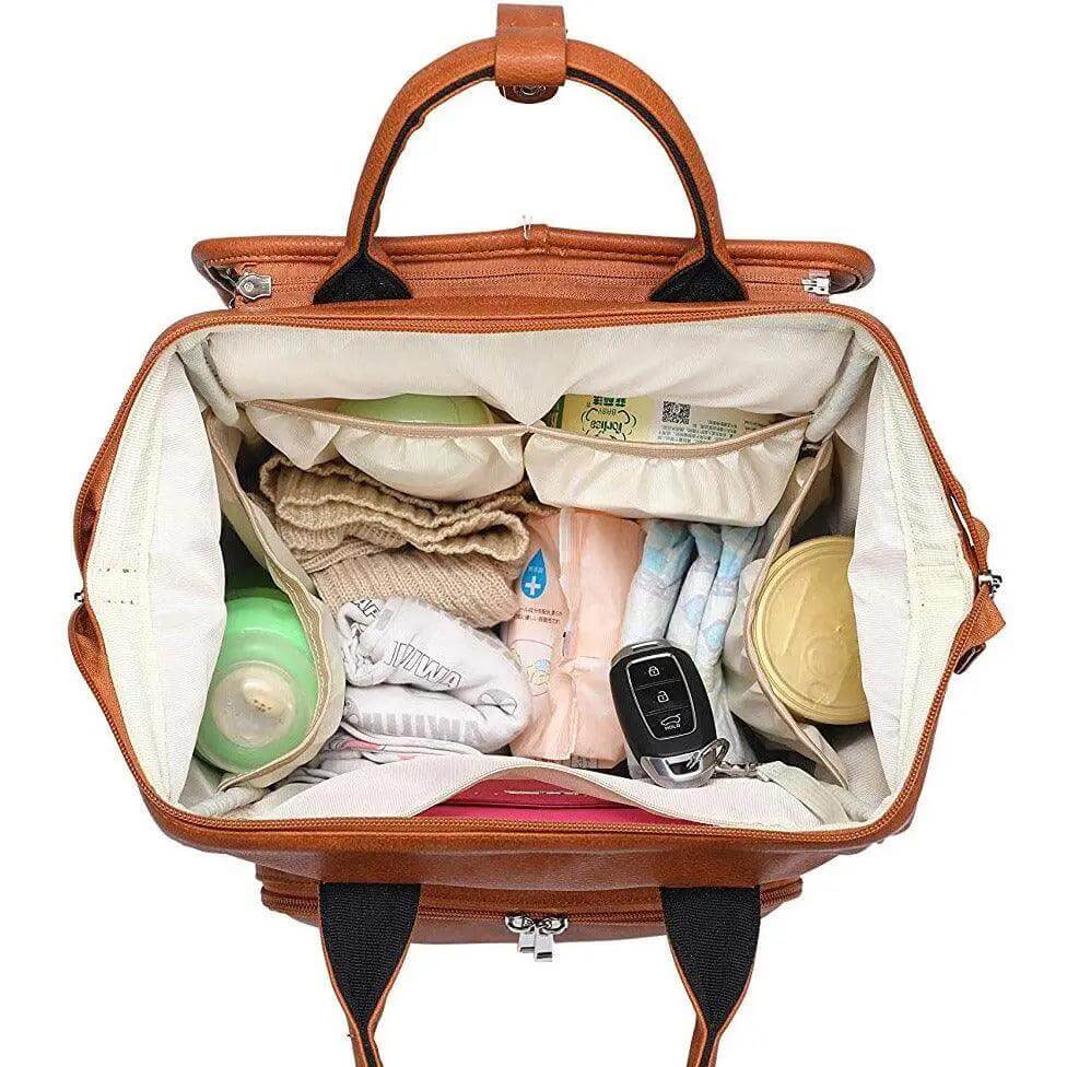 Kiddale Leather Diaper Backpack Bag for Smart Mom