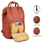 Kiddale Baby Diaper Mummy Bag Multifunctional PU leather Backpack With Diaper Changing Station, Insulated Pockets, Stroller Hooks-Brown Kiddale