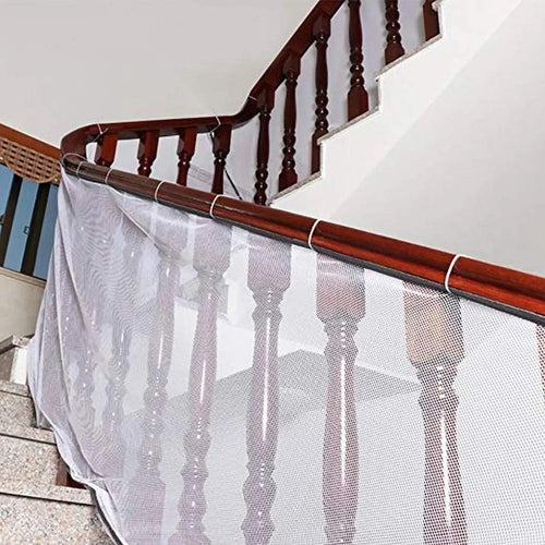 Kiddale Premium Baby & Pet Safety Net for Stairs & Balcony, 3m Length, 110cm Wide, White- Premium with 14 Nylon Cable Ties - Pack of 3 Kiddale