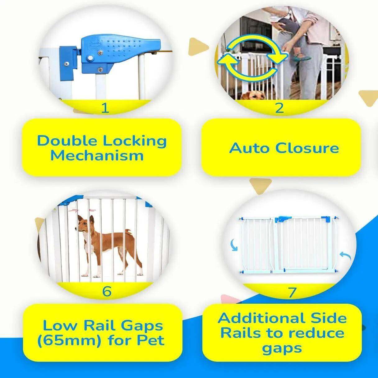 Kiddale Baby Safety Gate (107-116cm) - Toddler and Pet Friendly, Auto-Close