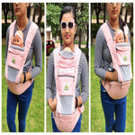 Kiddale Baby Carrier Sling, Kangaroo Bag, Carrying Belt with Detachable Hip Seat,Adjustable Waist Length(Upto 40 inch),Ergonomically Designed - Pink Kiddale