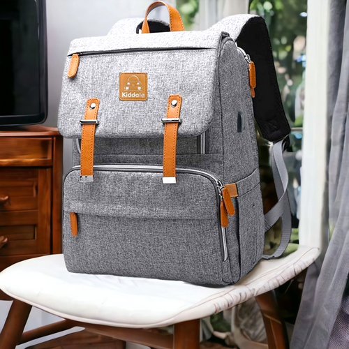 Kiddale Baby Diaper Bag(backpack) for Mothers with External Mobile Charging port-Grey Kiddale